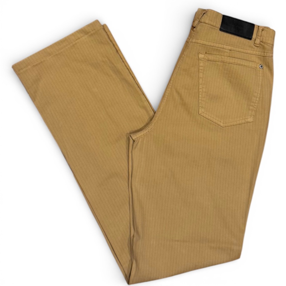 Les Copains Tan Pinstripe Straight-Leg Jeans Made in Italy Size 46